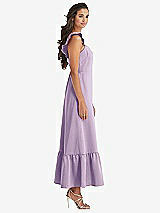 Side View Thumbnail - Pale Purple Ruffled Convertible Sleeve Midi Dress