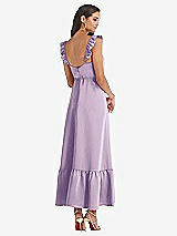 Rear View Thumbnail - Pale Purple Ruffled Convertible Sleeve Midi Dress