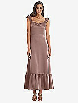 Front View Thumbnail - Sienna Ruffled Convertible Sleeve Midi Dress