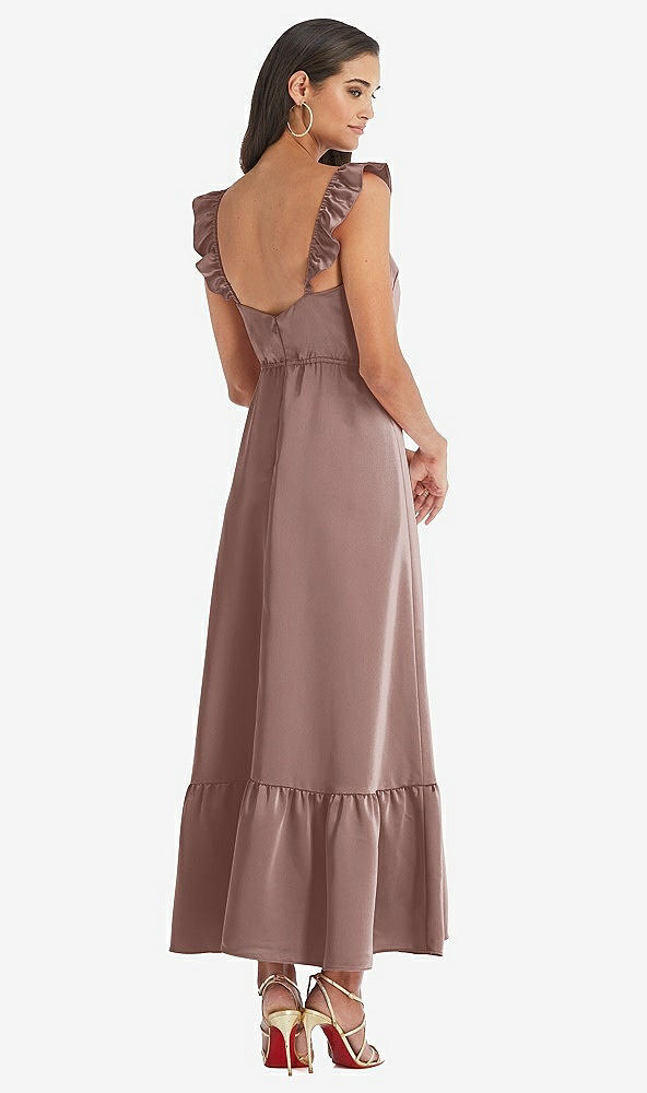 Back View - Sienna Ruffled Convertible Sleeve Midi Dress