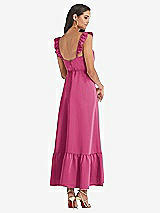 Rear View Thumbnail - Tea Rose Ruffled Convertible Sleeve Midi Dress