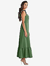 Side View Thumbnail - Vineyard Green Ruffled Convertible Sleeve Midi Dress