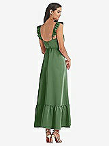 Rear View Thumbnail - Vineyard Green Ruffled Convertible Sleeve Midi Dress