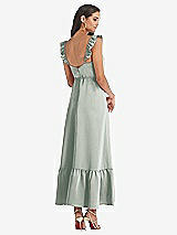 Rear View Thumbnail - Willow Green Ruffled Convertible Sleeve Midi Dress