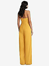 Rear View Thumbnail - NYC Yellow Strapless Pleated Front Jumpsuit with Pockets