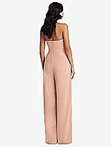 Rear View Thumbnail - Pale Peach Strapless Pleated Front Jumpsuit with Pockets