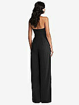 Rear View Thumbnail - Black Strapless Pleated Front Jumpsuit with Pockets