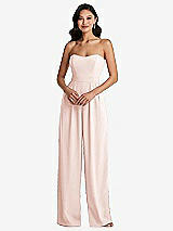 Front View Thumbnail - Blush Strapless Pleated Front Jumpsuit with Pockets