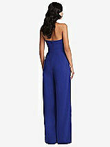 Rear View Thumbnail - Cobalt Blue Strapless Pleated Front Jumpsuit with Pockets