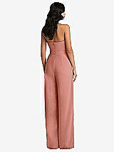 Rear View Thumbnail - Desert Rose Strapless Pleated Front Jumpsuit with Pockets