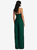 Rear View Thumbnail - Hunter Green Strapless Pleated Front Jumpsuit with Pockets