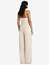 Rear View Thumbnail - Oat Strapless Pleated Front Jumpsuit with Pockets
