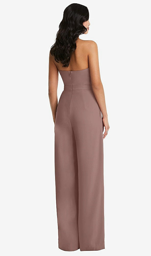 Back View - Sienna Strapless Pleated Front Jumpsuit with Pockets