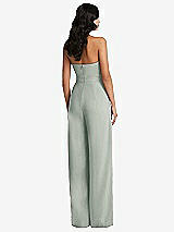 Rear View Thumbnail - Willow Green Strapless Pleated Front Jumpsuit with Pockets