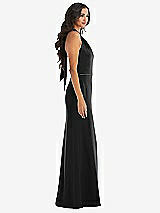 Alt View 2 Thumbnail - Black & Black High-Neck Open-Back Maxi Dress with Scarf Tie