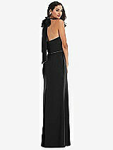 Alt View 3 Thumbnail - Black & Black High-Neck Open-Back Maxi Dress with Scarf Tie