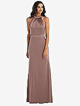 Alt View 1 Thumbnail - Sienna & Sienna High-Neck Open-Back Maxi Dress with Scarf Tie