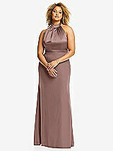 Front View Thumbnail - Sienna & Sienna High-Neck Open-Back Maxi Dress with Scarf Tie