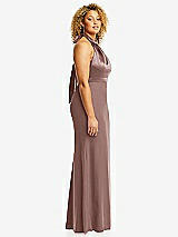 Side View Thumbnail - Sienna & Sienna High-Neck Open-Back Maxi Dress with Scarf Tie
