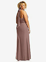 Rear View Thumbnail - Sienna & Sienna High-Neck Open-Back Maxi Dress with Scarf Tie