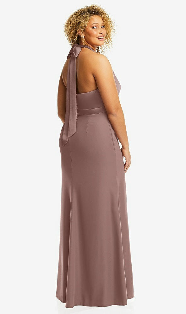 Back View - Sienna & Sienna High-Neck Open-Back Maxi Dress with Scarf Tie