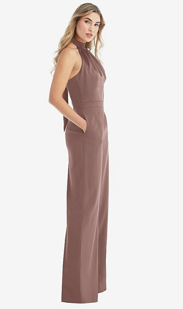 Front View - Sienna & Sienna High-Neck Open-Back Jumpsuit with Scarf Tie