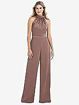 Side View Thumbnail - Sienna & Sienna High-Neck Open-Back Jumpsuit with Scarf Tie