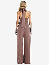 Rear View Thumbnail - Sienna & Sienna High-Neck Open-Back Jumpsuit with Scarf Tie