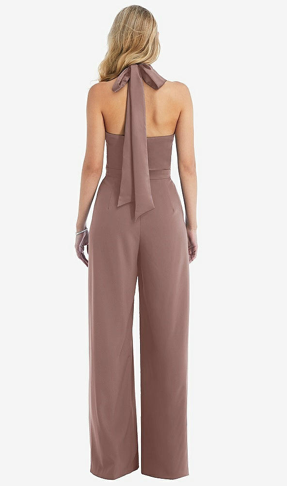 Back View - Sienna & Sienna High-Neck Open-Back Jumpsuit with Scarf Tie