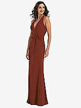 Side View Thumbnail - Auburn Moon Open-Back Halter Maxi Dress with Draped Bow