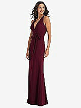 Side View Thumbnail - Cabernet Open-Back Halter Maxi Dress with Draped Bow