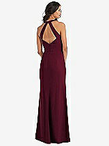 Rear View Thumbnail - Cabernet Open-Back Halter Maxi Dress with Draped Bow