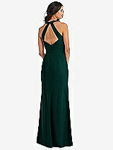 Rear View Thumbnail - Evergreen Open-Back Halter Maxi Dress with Draped Bow