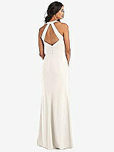Rear View Thumbnail - Ivory Open-Back Halter Maxi Dress with Draped Bow