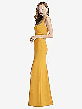 Side View Thumbnail - NYC Yellow Wide Strap Notch Empire Waist Dress with Front Slit
