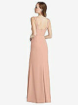 Rear View Thumbnail - Pale Peach Wide Strap Notch Empire Waist Dress with Front Slit