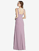Rear View Thumbnail - Suede Rose Wide Strap Notch Empire Waist Dress with Front Slit
