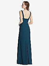 Rear View Thumbnail - Atlantic Blue Wide Strap Notch Empire Waist Dress with Front Slit