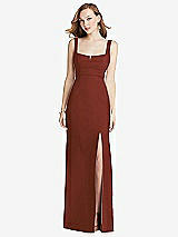 Front View Thumbnail - Auburn Moon Wide Strap Notch Empire Waist Dress with Front Slit