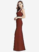 Side View Thumbnail - Auburn Moon Wide Strap Notch Empire Waist Dress with Front Slit