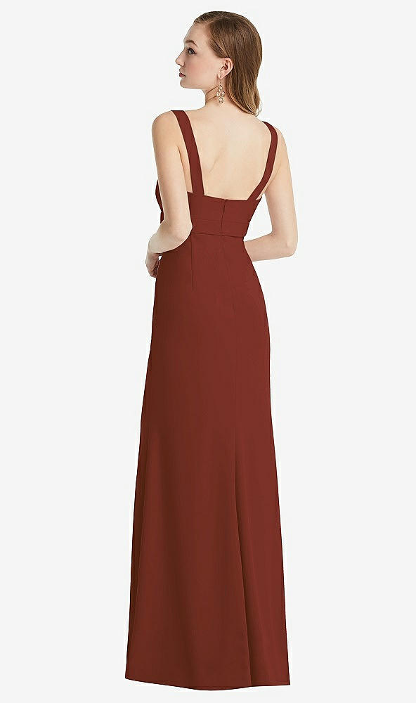 Back View - Auburn Moon Wide Strap Notch Empire Waist Dress with Front Slit