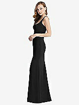 Side View Thumbnail - Black Wide Strap Notch Empire Waist Dress with Front Slit