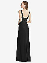 Rear View Thumbnail - Black Wide Strap Notch Empire Waist Dress with Front Slit