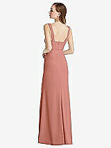 Rear View Thumbnail - Desert Rose Wide Strap Notch Empire Waist Dress with Front Slit