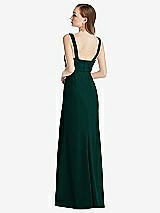 Rear View Thumbnail - Evergreen Wide Strap Notch Empire Waist Dress with Front Slit