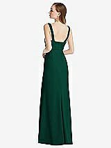 Rear View Thumbnail - Hunter Green Wide Strap Notch Empire Waist Dress with Front Slit