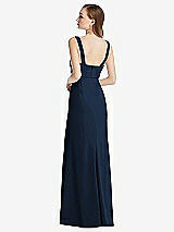 Rear View Thumbnail - Midnight Navy Wide Strap Notch Empire Waist Dress with Front Slit