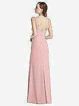 Rear View Thumbnail - Rose - PANTONE Rose Quartz Wide Strap Notch Empire Waist Dress with Front Slit