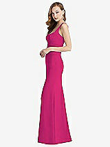 Side View Thumbnail - Think Pink Wide Strap Notch Empire Waist Dress with Front Slit