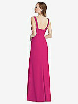 Rear View Thumbnail - Think Pink Wide Strap Notch Empire Waist Dress with Front Slit